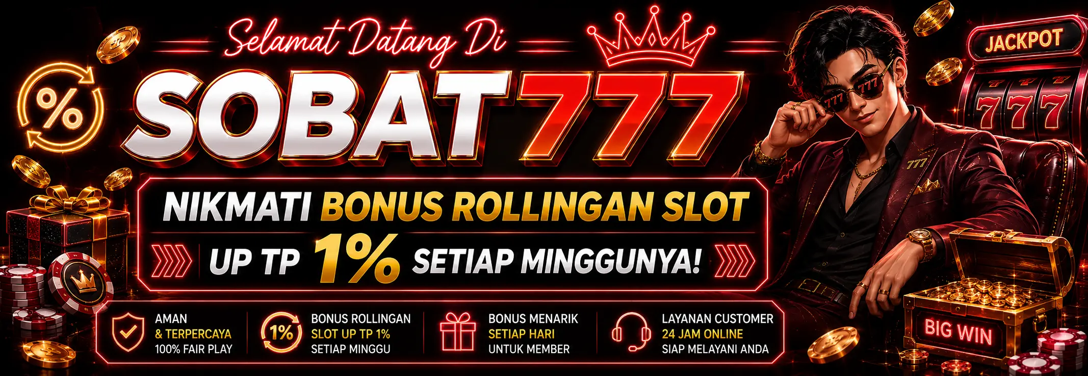 Bonus Rollingan Slot Up TP 1% Setiap Minggunya!